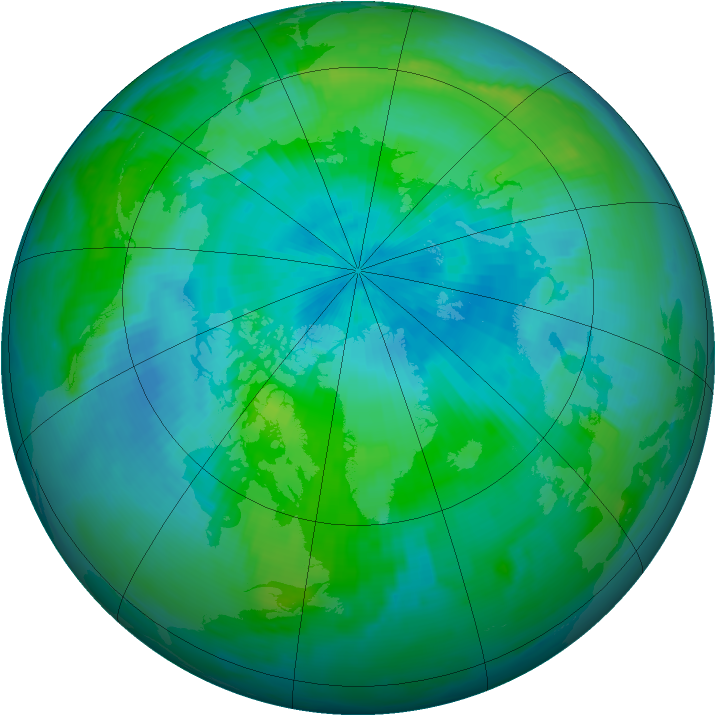 Arctic ozone map for 30 August 1996